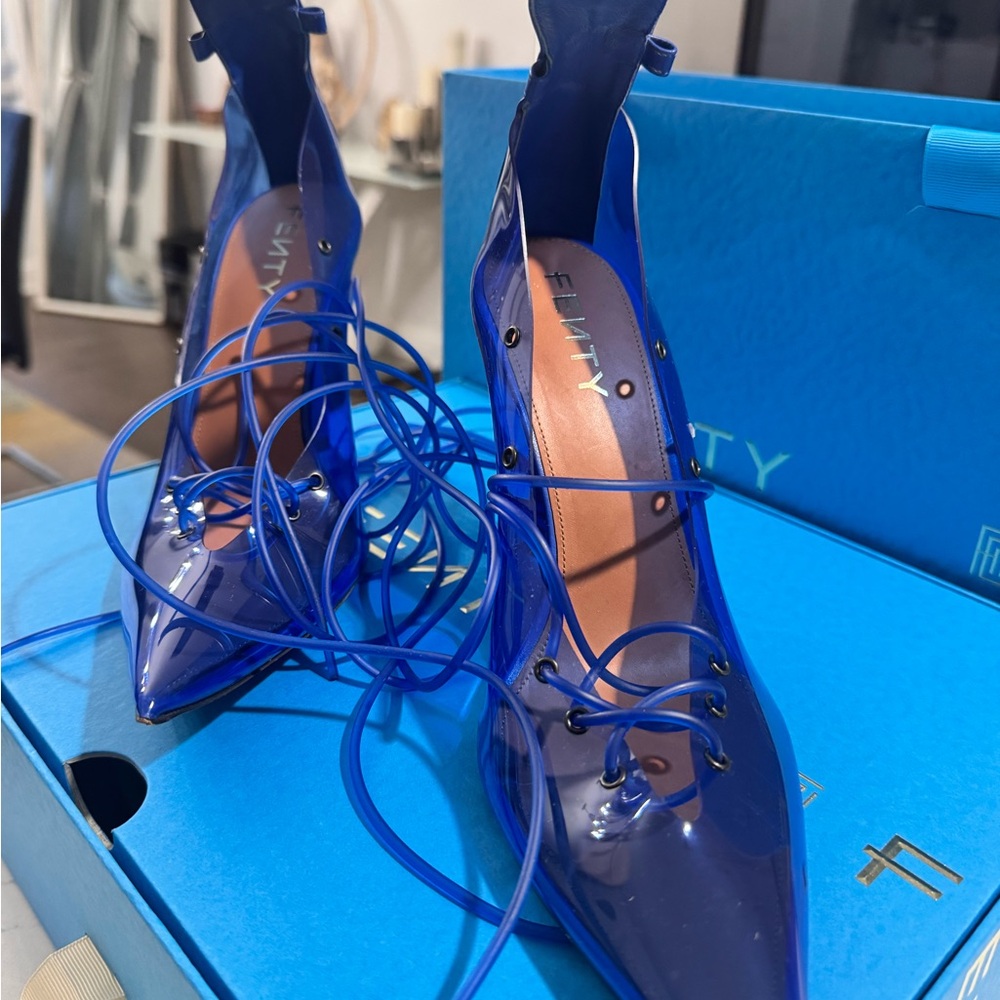 Fenty Beauty Vibrant Blue Lace-Up Heels
